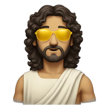 greek jesus with black curly hair and yellow sunglasses sticker