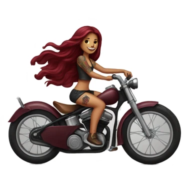 Beautiful tattooed  burgundy long haired woman riding a bike sticker