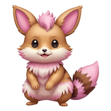 Kawaii Shiny Colorful Pastel Furret-Eevee-fusion Full Body sticker