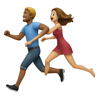 Woman chasing man  sticker