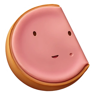 single slice of pink bologna, plain, no background, emoji style sticker