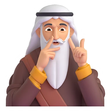 Middle Eastern wise man with finger on temple pondering a question sticker