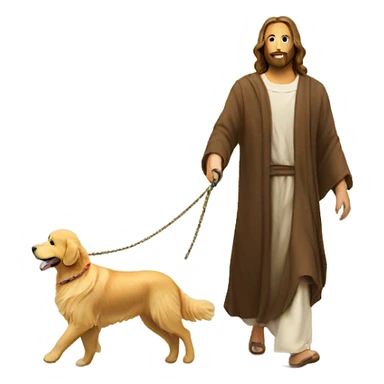 Jesus walking golden retriever  sticker