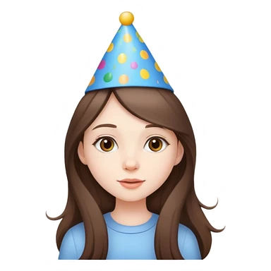  beautiful pale brunette girl with long hair with birthday cap sticker