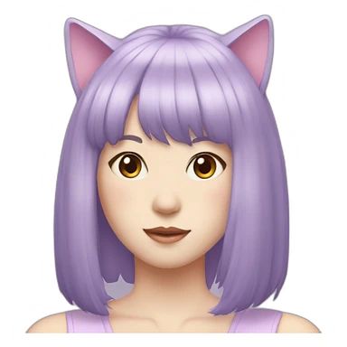 light-purple-blunt-bangs-mullet-hair-cat-ear-japanese-girl sticker