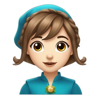 New Year's elf girl brown hair blue eyes beautiful nose bangs loose hair sticker