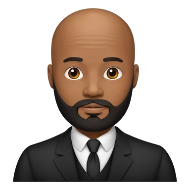 A handsome black gigolo with a full beard and bald head sticker