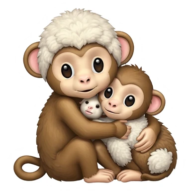 Monkey and lamb hugging  sticker