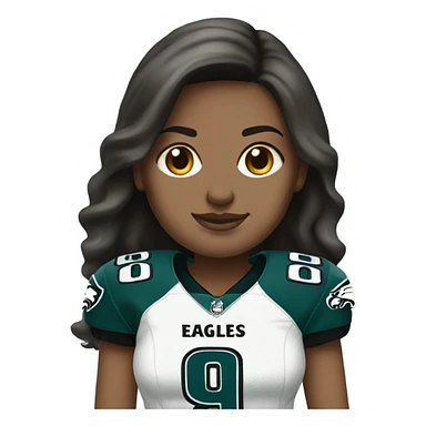  White female brunette wearing Philadelphia Eagles jersey sticker