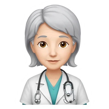 older obstetrician female emoji grey hair sticker