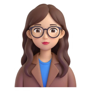 An Asian girl with thin glasses and long layered brown hair sticker