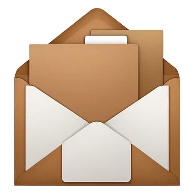 blank greeting card open with brown envelope next to it sticker