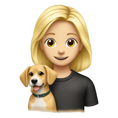 blond child wearing with a picture of dog sticker