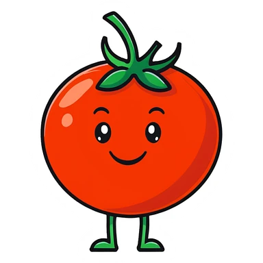cute tomato character with smiling face sticker