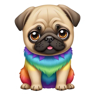 ultra cute pug rainbow sticker
