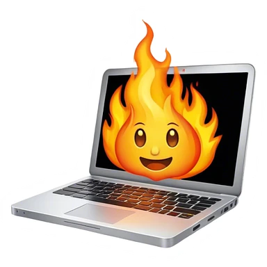 laptop on fire sticker