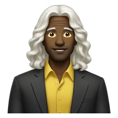 Black man in long white hair wig yellow dress sticker
