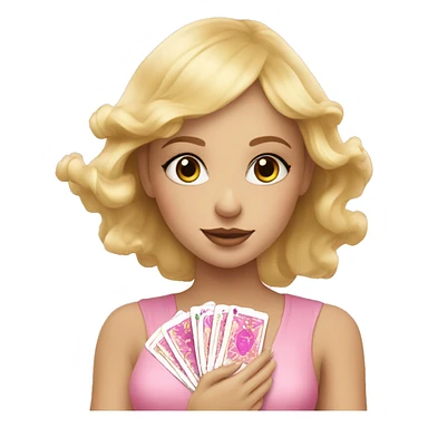Blonde beautiful girl with pink pink tarot gold cards sticker