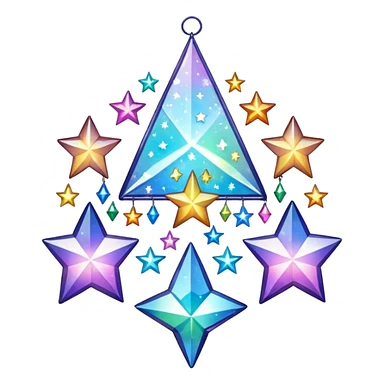 Sparkly glittery aesthetic Iridescent crystals formation suncatcher hanging crystals and tiny stars sticker