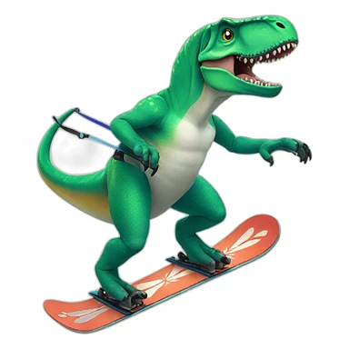 T-rex on skis  sticker