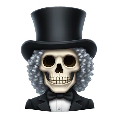 Top hat curly hair skeleton sticker
