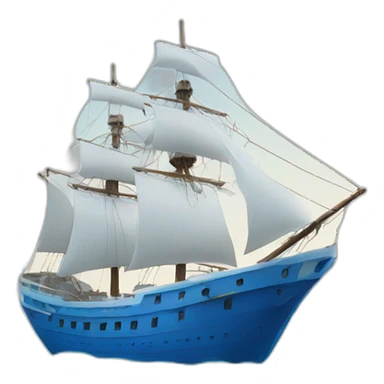 blue ship on water sticker
