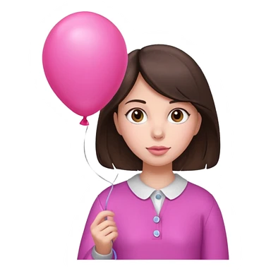 brunette girl with pink baloon sticker