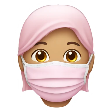 pastel pink emoji wearing cute face mask sticker
