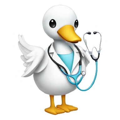 a swan with a surgical mask and costume and stethoscope sticker