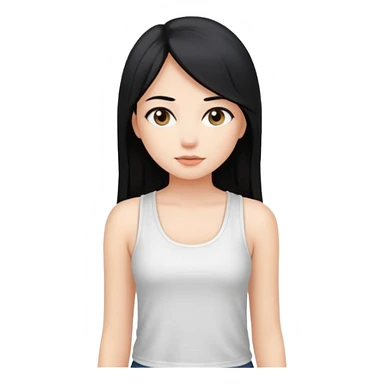 a pretty bratz fair girl with long straight black hair  with a white tank top sticker