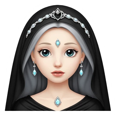 Night Princess – black veil + silver gem,Shadow Princesses. sticker