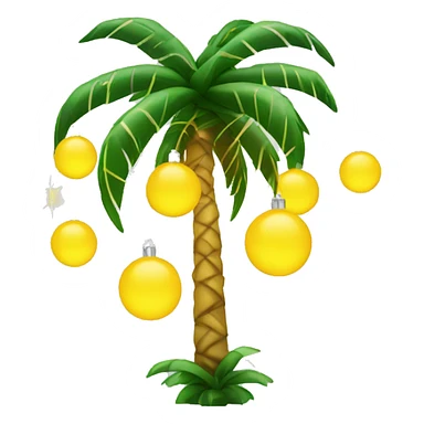 palm tree with yellow ball ornaments and white christmas lights  sticker