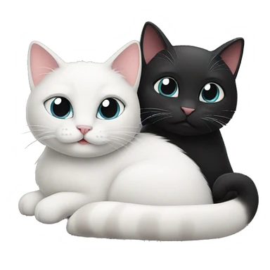 Black cat and white cat in love sticker