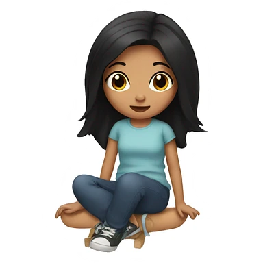 sitting girl with black hair sticker