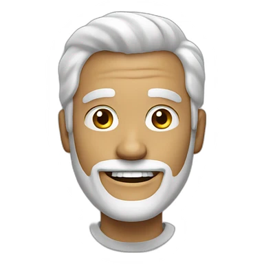 Create an emoji of a man smiling, with white hair and with a short but neat white beard sticker