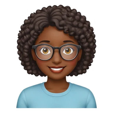 Smiley dark skin woman with short curly hair and glasses sticker