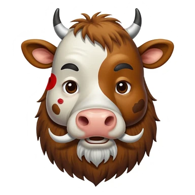 Cow with a human beard sticker