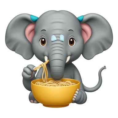 elephant eating noodle sticker