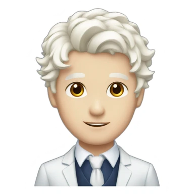 Boy, red eyes, White elegant hair, pale-skin, dark blue suit sticker