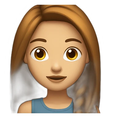 fille long cheuveux marron droit vétement cool sticker