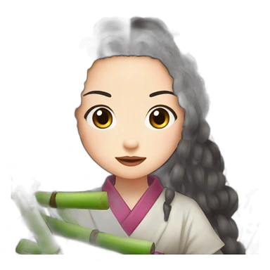 Nezuko avec un bambou dans la bouche sticker