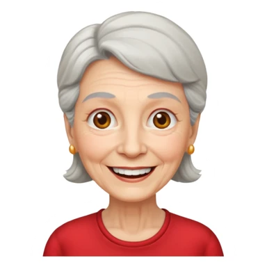 elderly woman with red shirt sticker