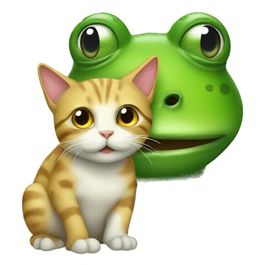 Cat and frog sticker