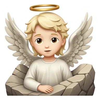 kid angel in stone flying sticker