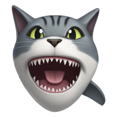 cat in a shark mouth sticker