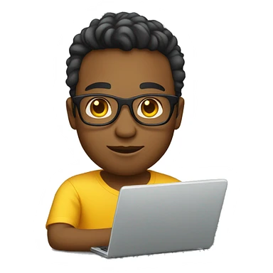 young white cool designer working on laptop no glasses sticker