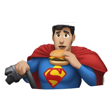 superman eating burger while driving sticker