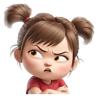 sad girl with brown twintails sticker