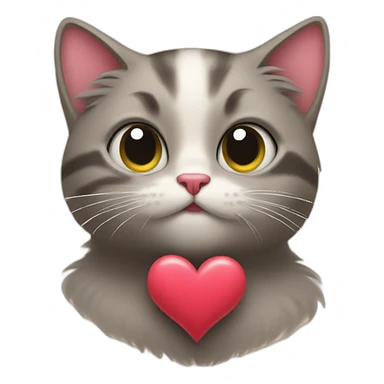 Cat and heart love sticker