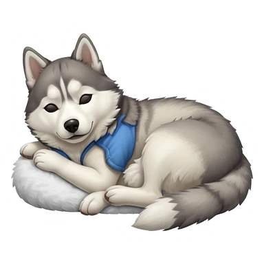 husky dog sleeping on the floor sticker